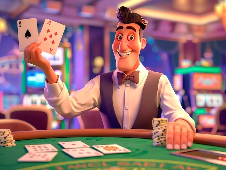 Layar permainan Lightning Dice di macau 4d dengan tiga dadu dalam wadah kaca